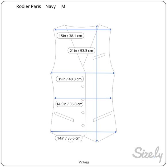 Rodier Paris Vintage Womens Navy Ribbed Knit Cardigan Front Button Closure Vest - Picture 8 of 8